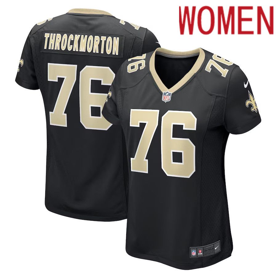 Women New Orleans Saints 76 Calvin Throckmorton Nike Black Game Player NFL Jersey